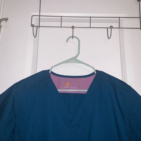 Women’s L Carhartt Teal Ripstop Solid V-Neck Scrub Top C17008 - Picture 2 of 10